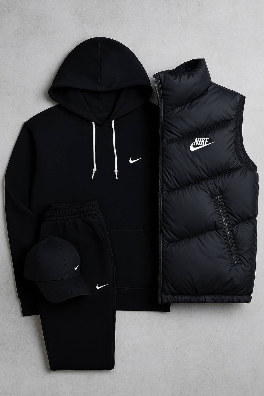 Complete Set – Sweatshirt, Pants, Puffer Jacket & T-shirt