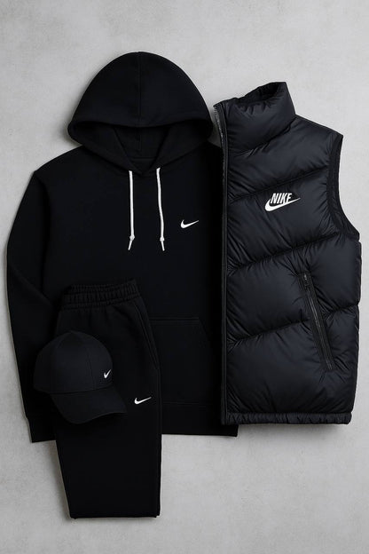 Complete Set – Sweatshirt, Pants, Puffer Jacket & T-shirt